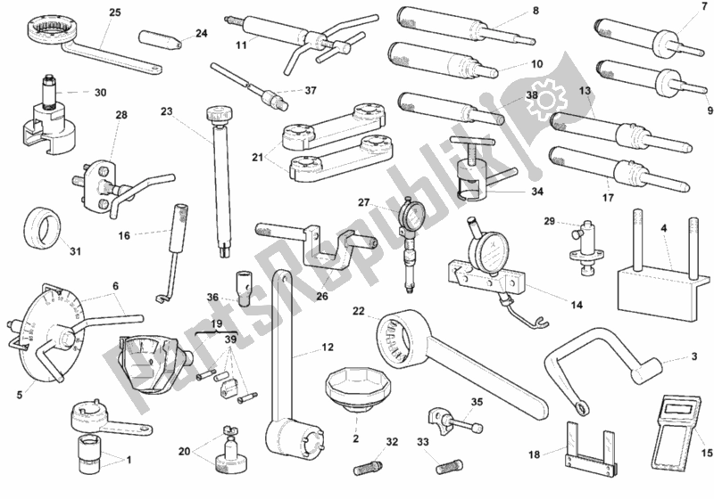 Alle onderdelen voor de Werkplaatsgereedschap, Motor van de Ducati Superbike 996 USA 1999